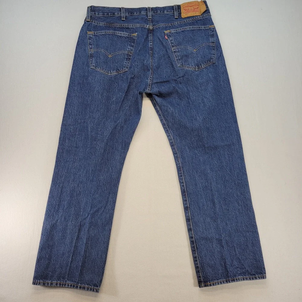Levi's 501 Original Fit Jeans Mens 38x29 Blue Straight Leg Button Fly Denim
